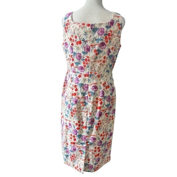 Ann Taylor Sheath Dress 4P Summer Wildflower Floral Sleeveless Party Cocktail - Picture 2 of 11